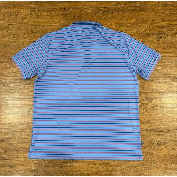 Mizzen + Main Blue Striped Versa Performance‎ Classic Fit Golf Polo Shirt Men XL - Picture 3 of 8